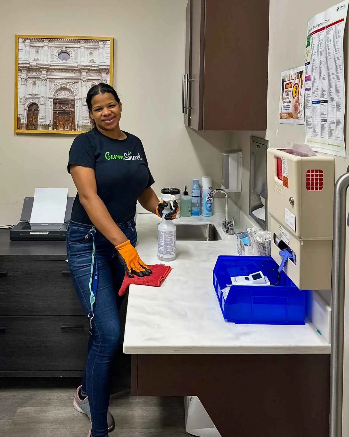 GermSmart cleaner working in a commercial restroom area